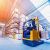 Forklift loader in storage warehouse